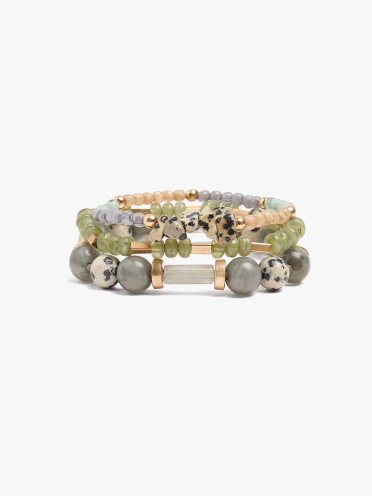 Set De Pulseras Con Cuentas De Piedras multicolor