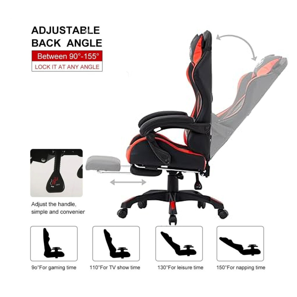 Silla Gamer Gaming Ergonomica Reclinable - PU Rojo