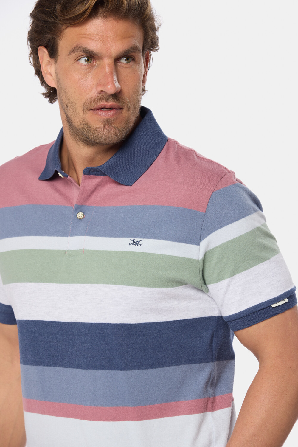 REMERA POLO JERSEY RAYADA Rosado