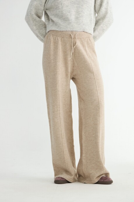 PANTALÓN TEJIDO TULIPA T1 BEIGE