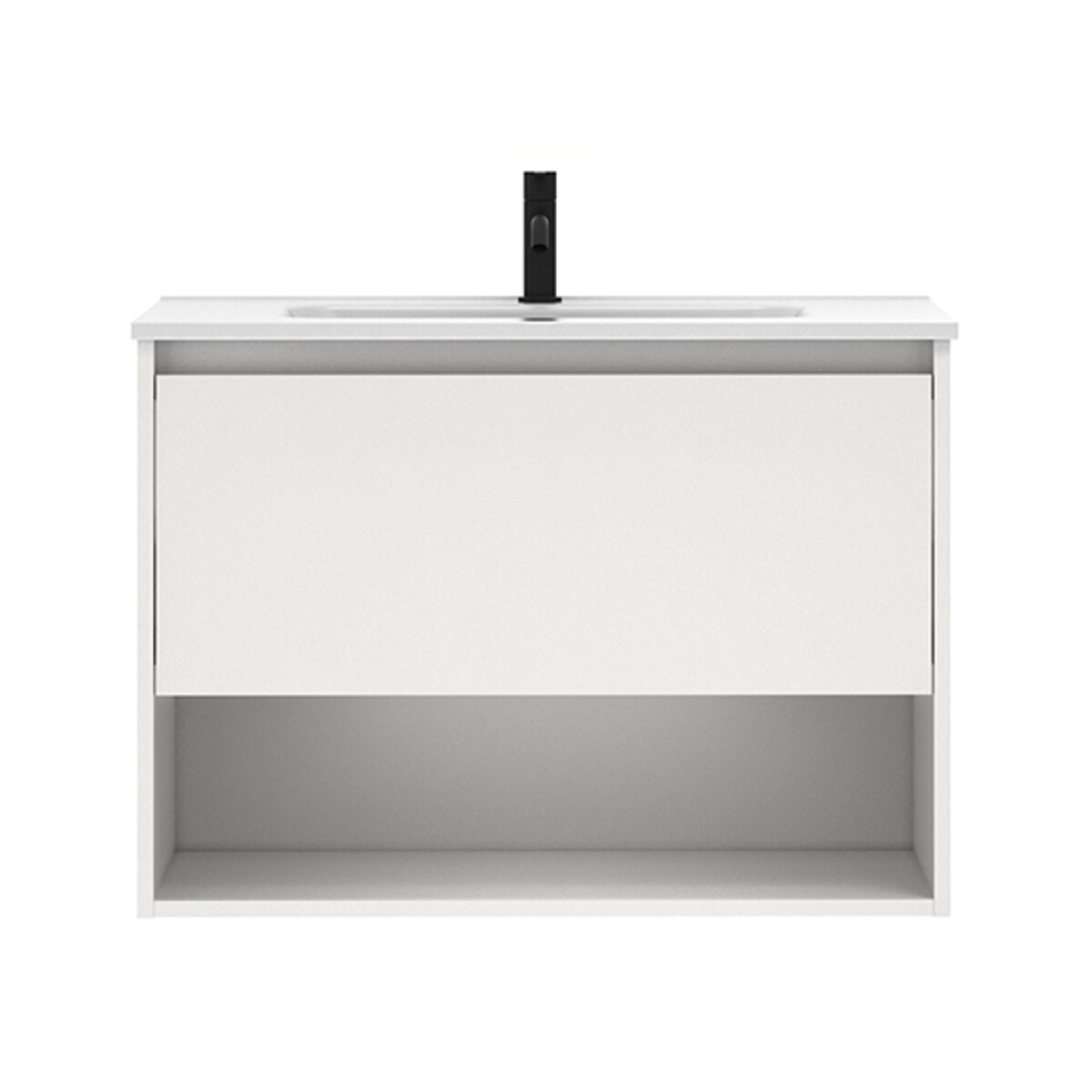 Mueble De Baño Suspendido Modelo Niwa 80 Cm Blanco Brillo Con Mesada 