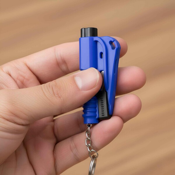 Mini Martillo Seguridad Autos Llavero Rompe Vidrios Ventanas Color Azul