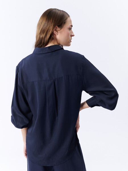 Camisa manga larga liocel Azul Marino