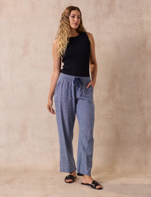 Pantalon Lino AZUL