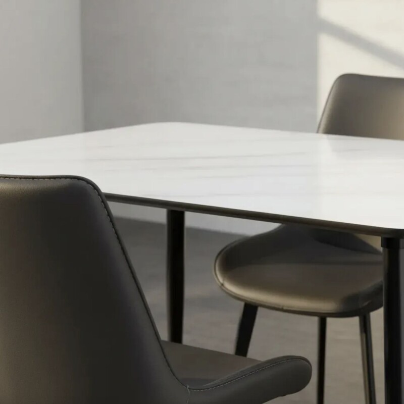 Juego de comedor mesa mármol + 4 sillas en ecocuero Blanco marmol