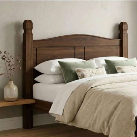 Respaldo Queen Madera Maciza 160cm Linea Mexicana Oscuro