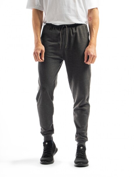 Pantalón Felpa con Puño Gris Oscuro Melange