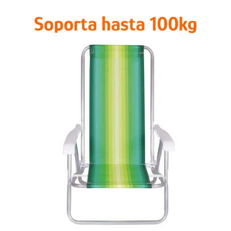 Silla Reclin 4Pos Aluminio 100Kg + Mesa Plastico Divisiones Verde
