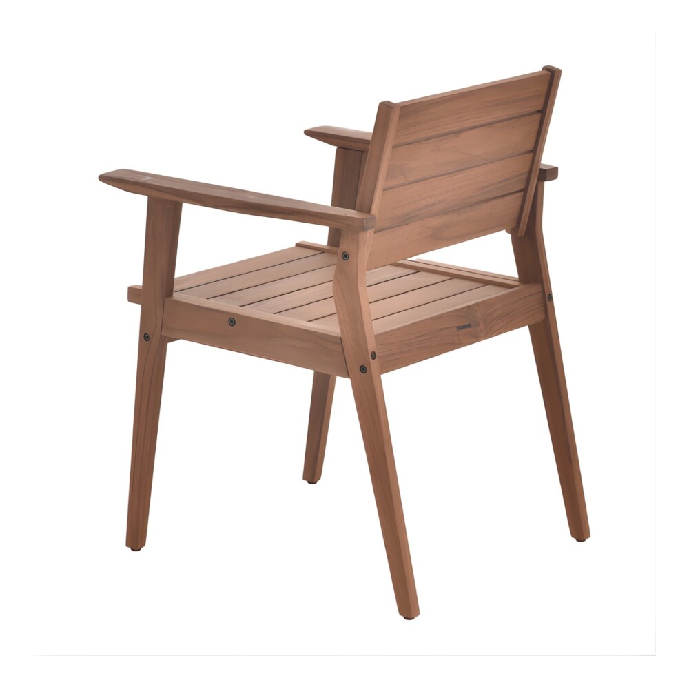 Set de Silla de Patio con Apoyabrazos en Teca Mesa Auxiliar Set de Silla de Patio con Apoyabrazos en Teca Mesa Auxiliar