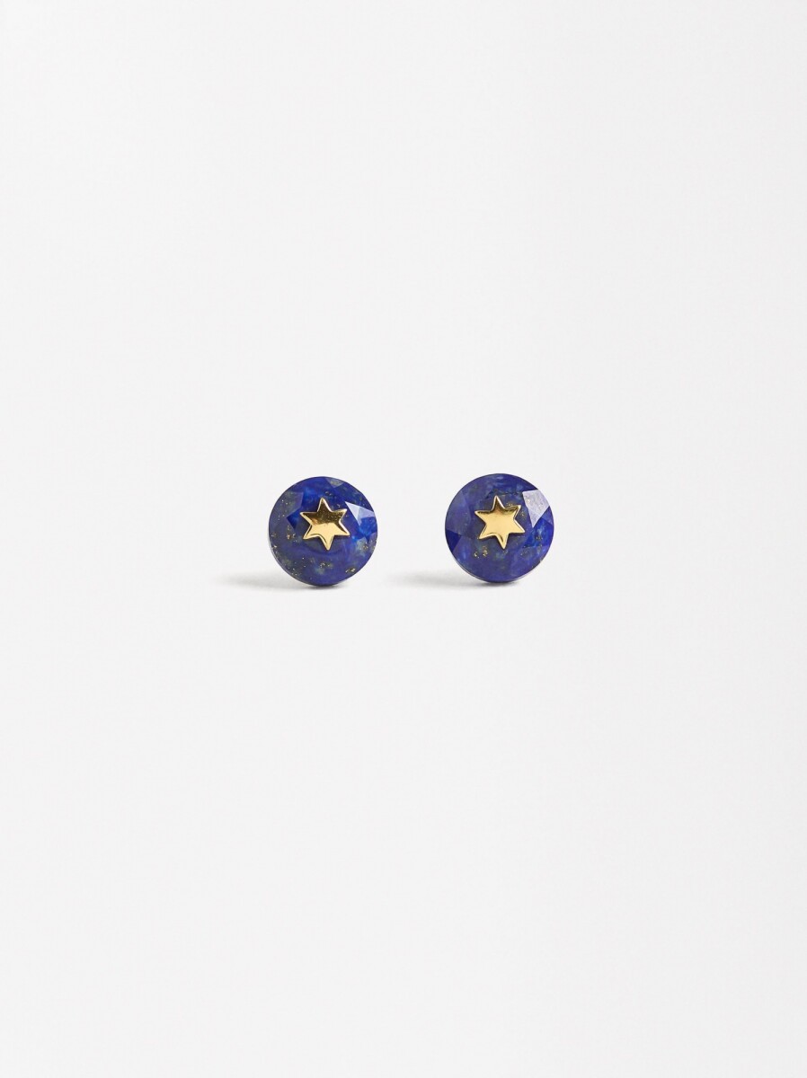 Pendientes Con Piedras - Plata De Ley 925 - azul 
