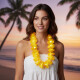 Collar Hawaiano Con Luz Liso Naranaja