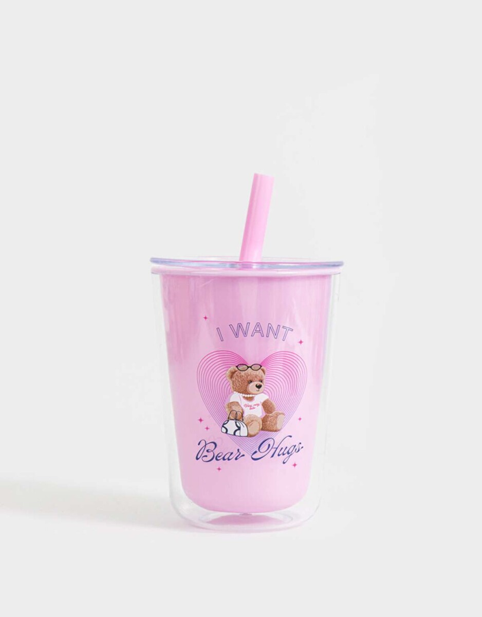 Vaso Estampado Teddy - Rosa Claro 