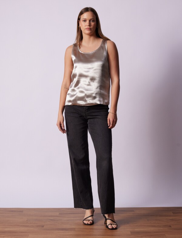 Blusa Saten PLATEADO