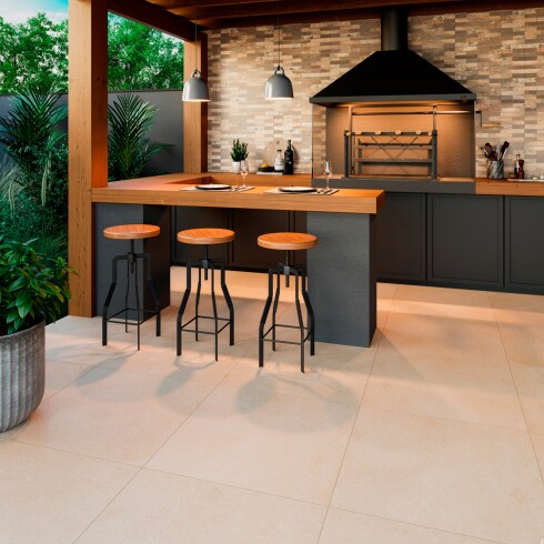 Semi Gres Efecto Tallado Acetinado 75X75Cm Piso Revestimiento GAMAS DE BEIGE
