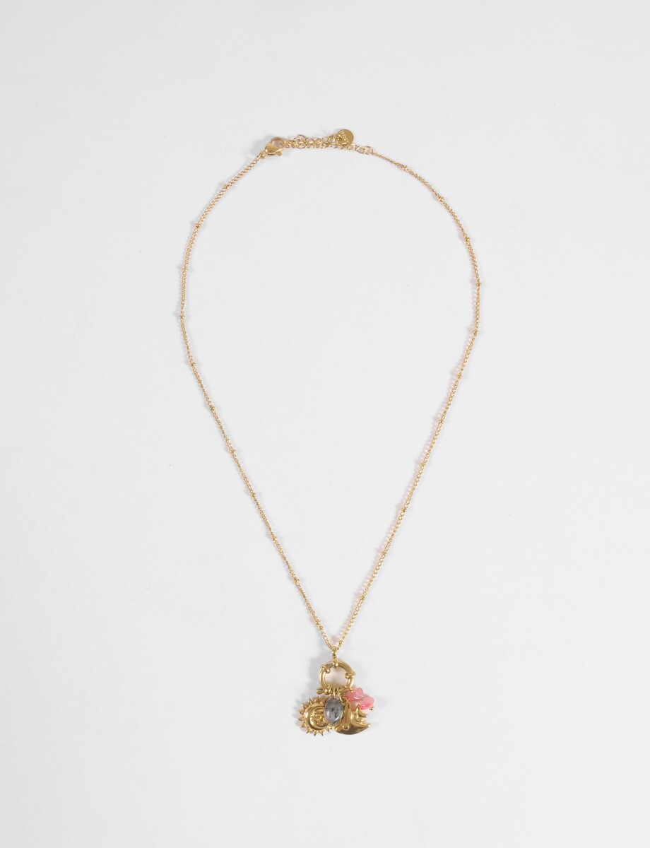 Collar cadena dije sol acero - dorado 