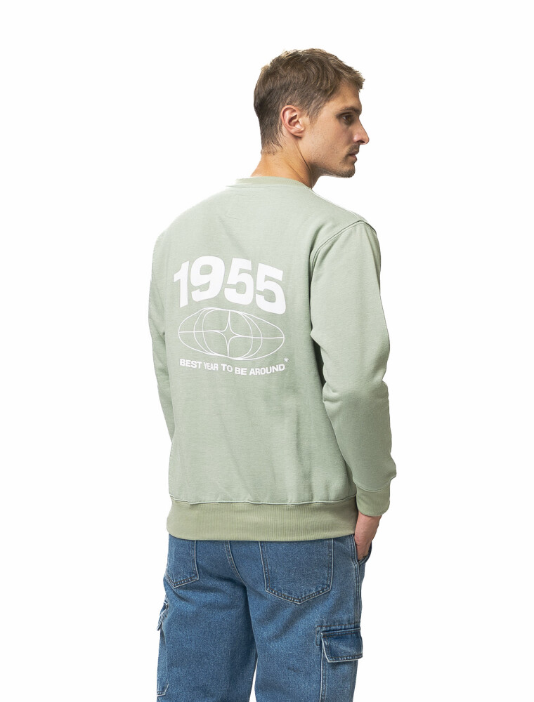 Buzo de Felpa Cuello Base Estampado Sidney Oliva Melange