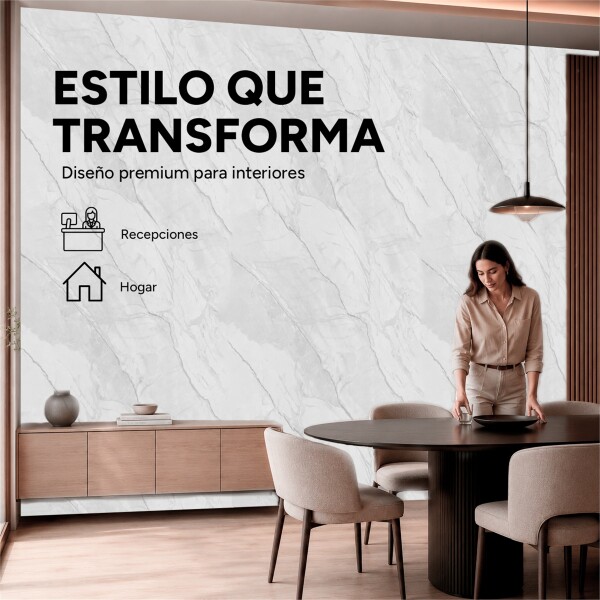 Pack x10 Placa PVC Símil Mármol 2,44x1,22m 3mm Resistente Gris Veteado 2