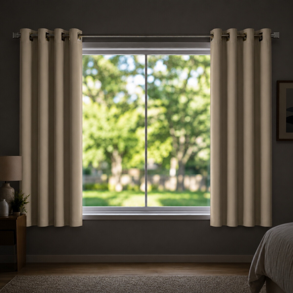 Set x4 paños cortina blackout 1,35m x 1,70m - BEIGE 