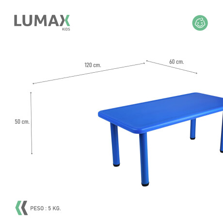 Mesa de plástico niños rectangular 120x60cm Azul