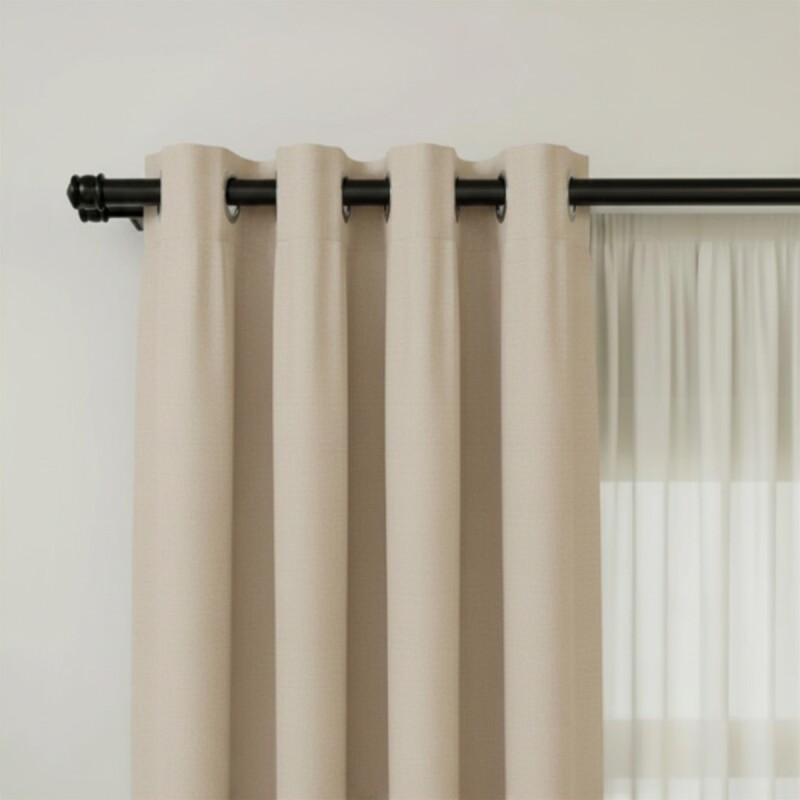 Barrote cortina metal EuroClassic DUO 2,0m + 2 soportes NEGRO