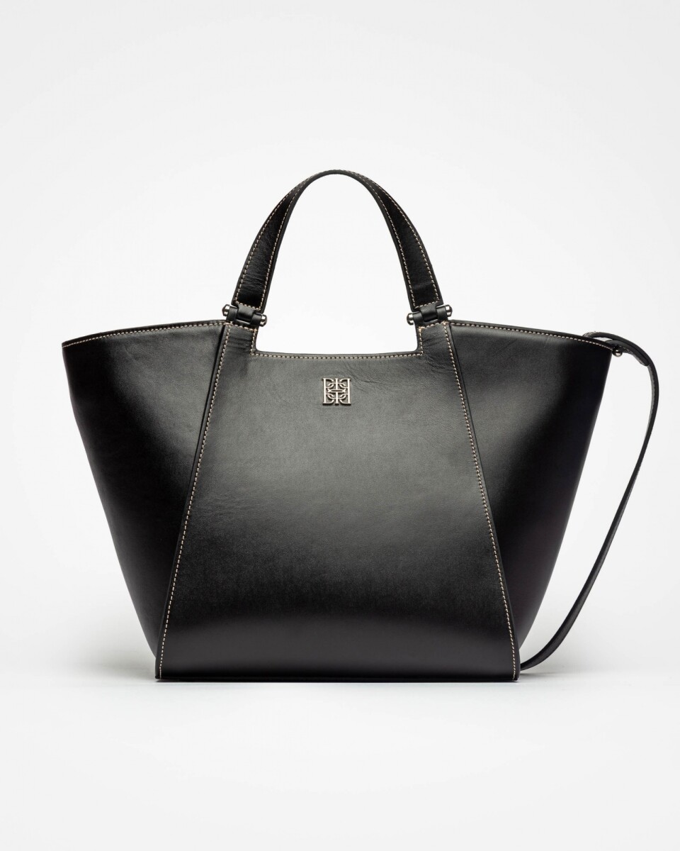 Cartera de mano Tess en cuero vaquita - Negro 