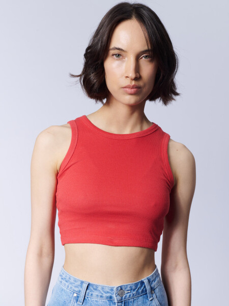 Musculosa crop rib Rojo