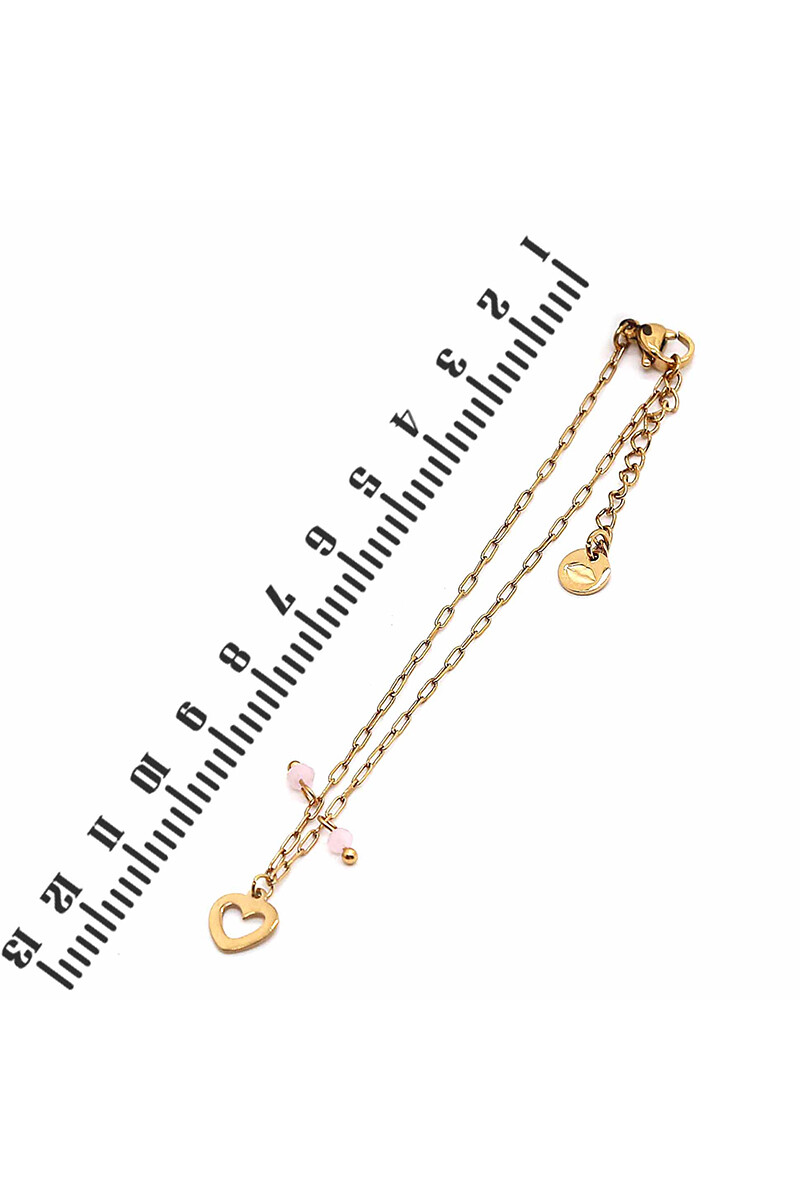 Pulsera Corazon y Piedritas Oreiro dorado