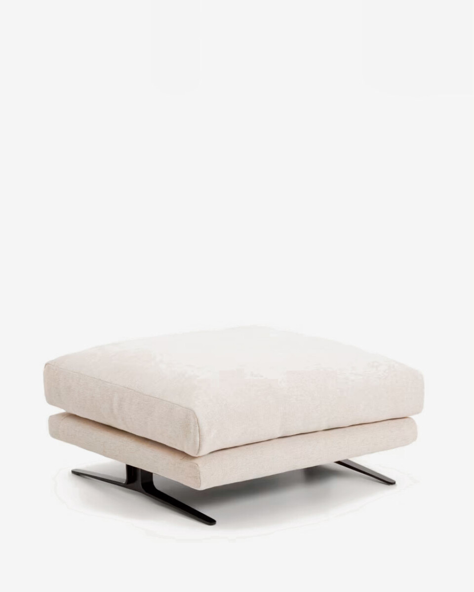 Reposapiés Veliro de chenilla beige y patas de acero con acabado negro 85 x 90 cm FSC Mix Credit 