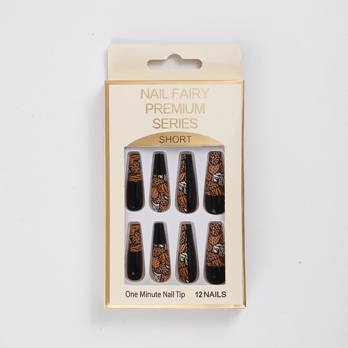 Set De Uñas Postizas Cora Punta Ballerina - Animal Print 