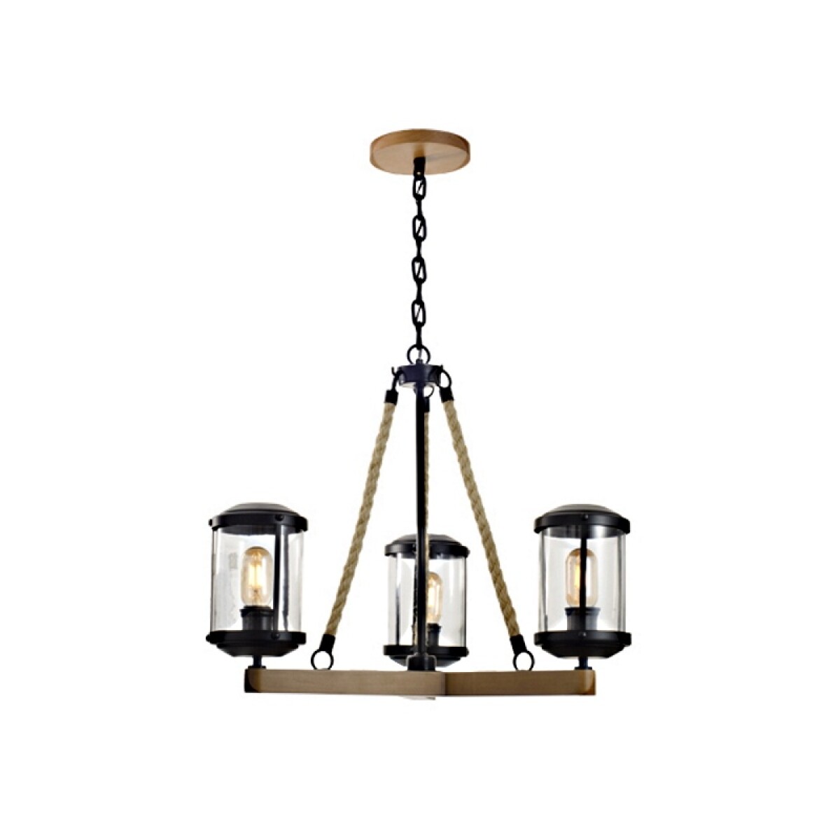 "COLGANTE 3 LUCES ""URBAN"" E27 60W MADERA" 
