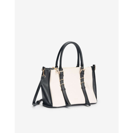 Cartera City Con Doble Asa De Mano Y Detalles De Hebillas Combinacion bicolor