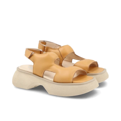 SANDALIAS VENET - CUERO AMARANTA MOSTAZA