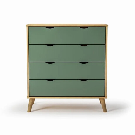 Cómoda Cajonera en madera maciza con patas - 4 cajones MADERA- VERDE