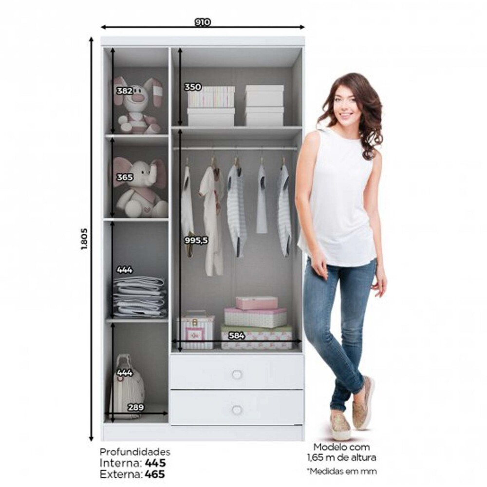 PLACARD ROPERO 4 PUERTAS MDP BLANCO RENATA