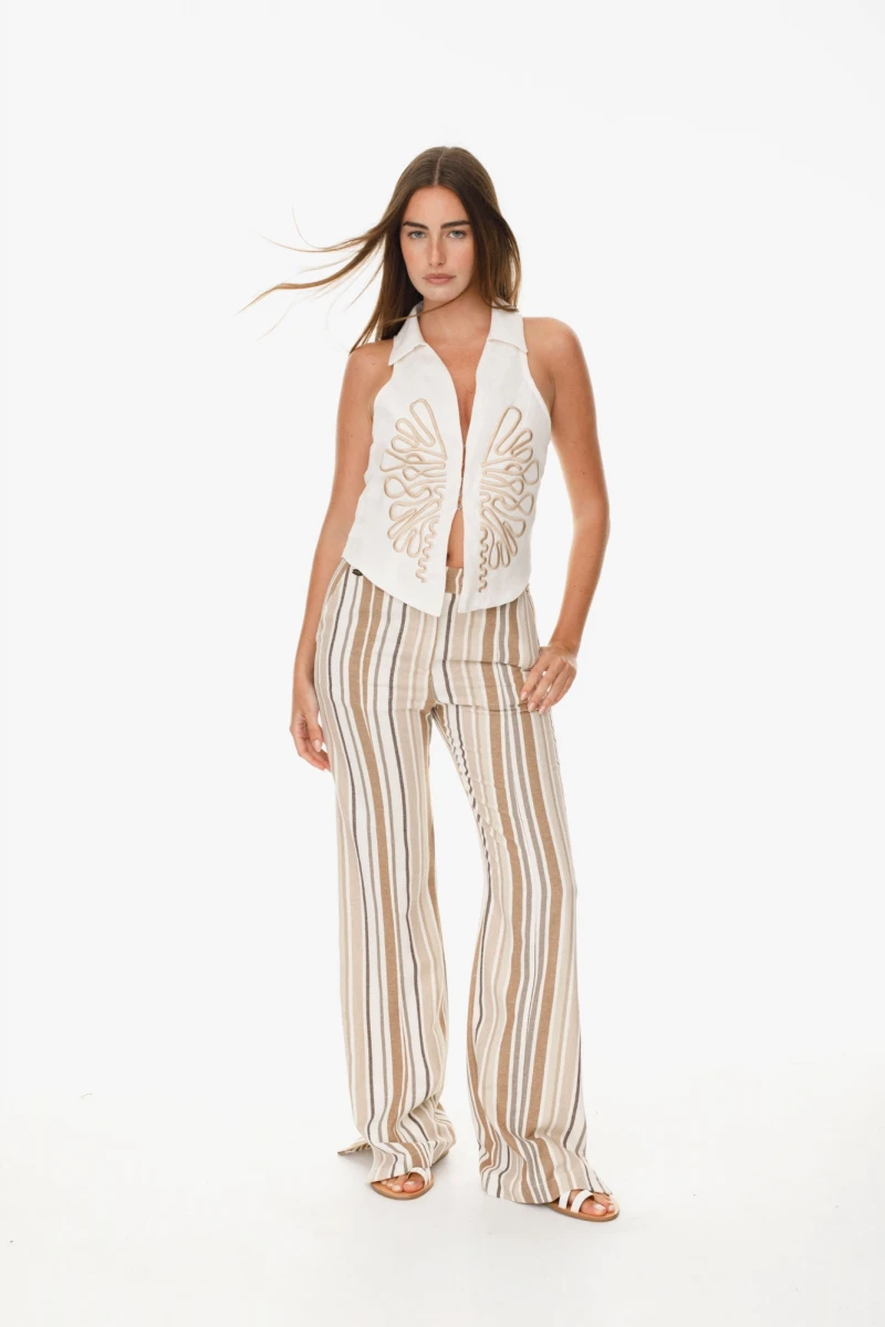 Pantalon Turin Stripe beige s