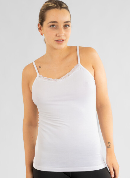 Musculosa con puntilla Blanco