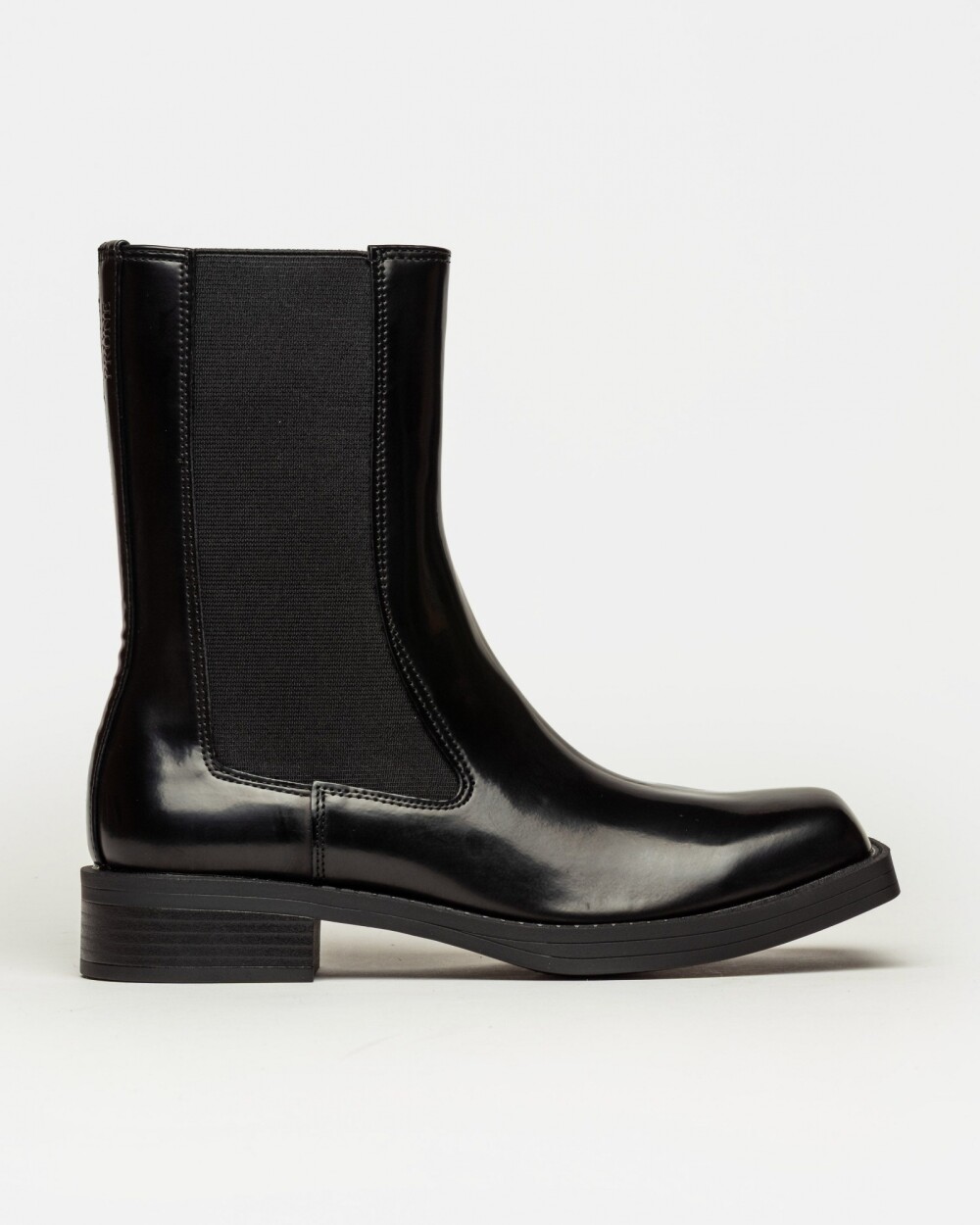 Bota caña media Demna en efecto cuero box Negro