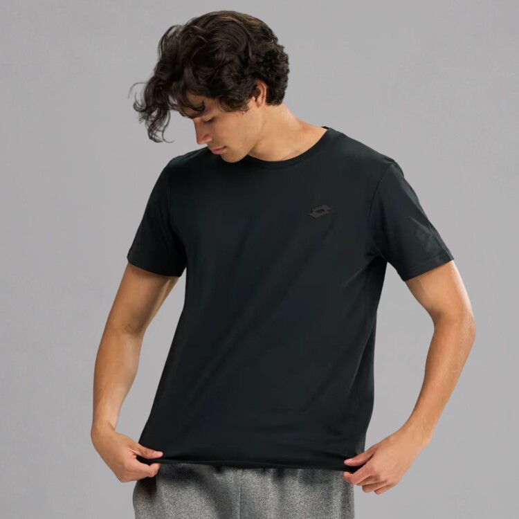 REMERA PARA HOMBRE MANGA CORTA ARIA LOTTO NEGRO