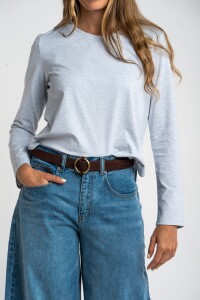 Remera Algodón Elastano Gris Melange