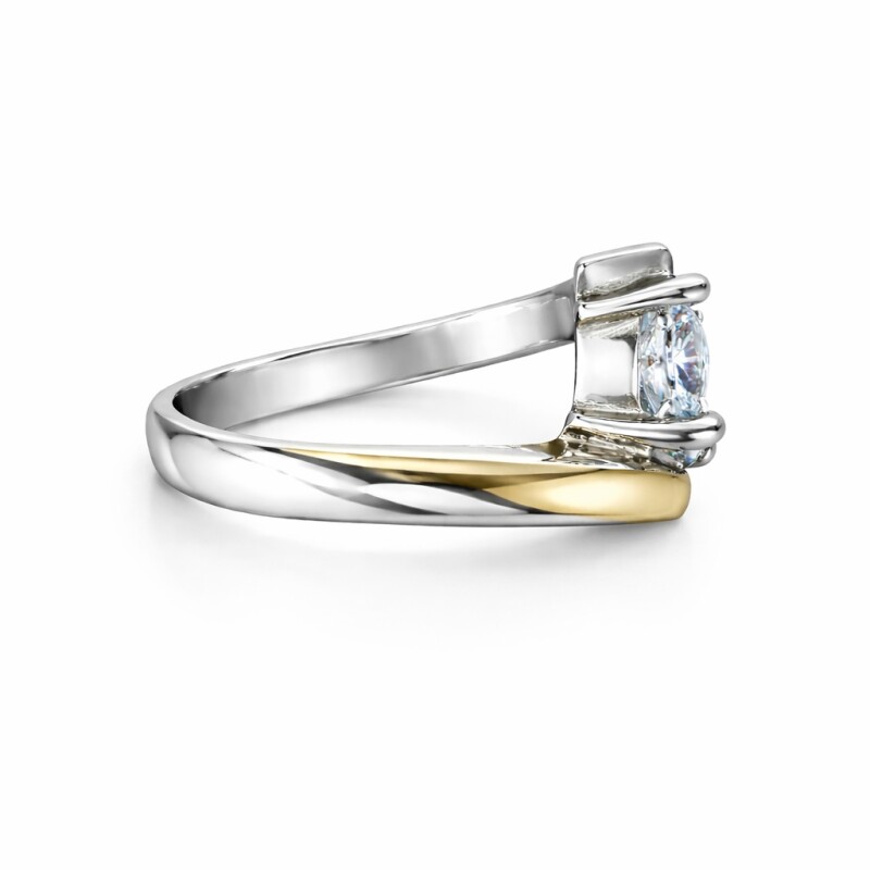 Anillo cintillo - Plata y Oro - zirconia - AN5991 conpiedra