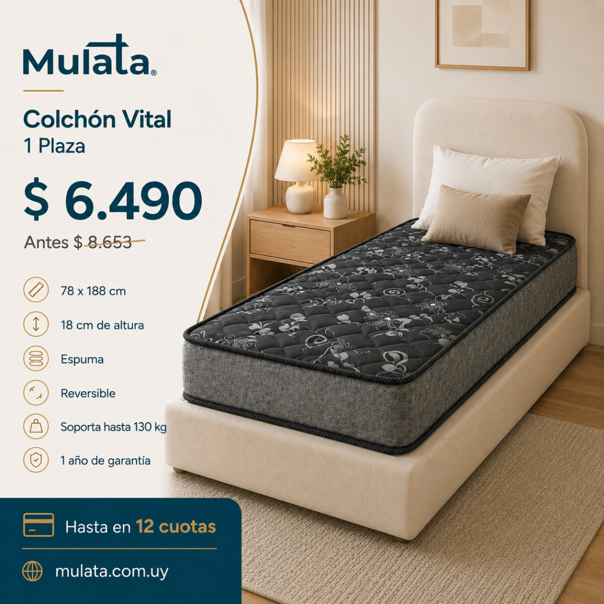 Colchón Vital 1 Plaza 78x188 