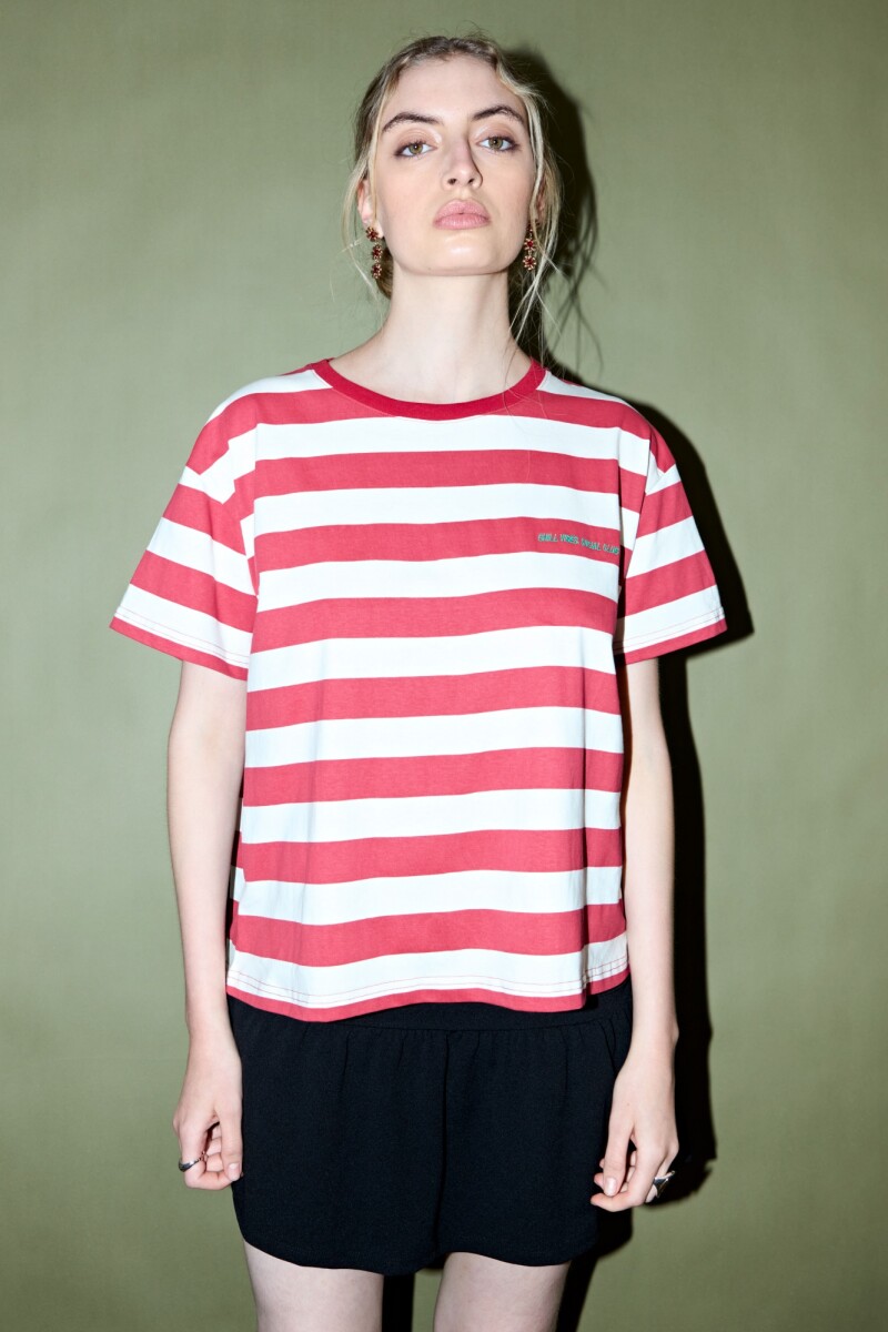 Remera rayada rojo