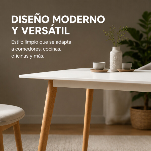 Mesa Comedor ComboHome Milan Rectangular Laqueada 120 x 80 Blanco 1