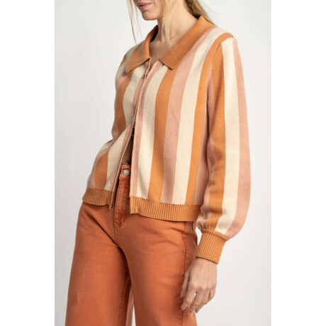 Campera Tejida Rayada Rosa