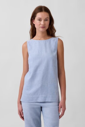 Musculosa De Lino Mujer Blue Suede