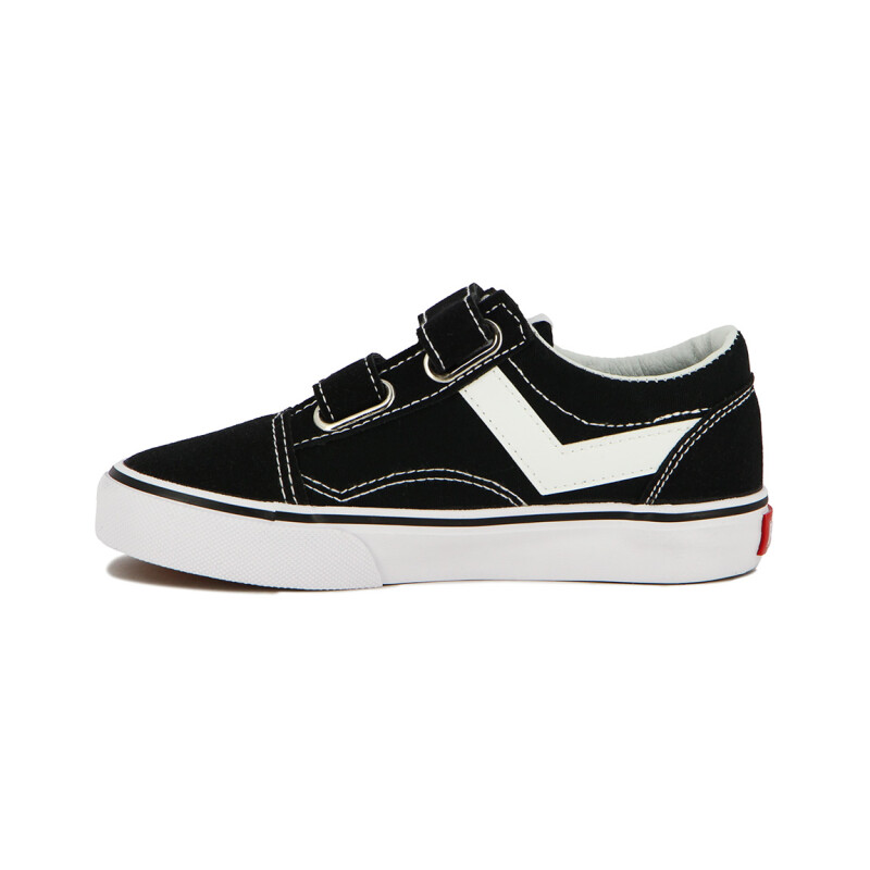Pony Kids Champion Casual Old School Canva-suede C/velcro / Black-white Negro-blanco