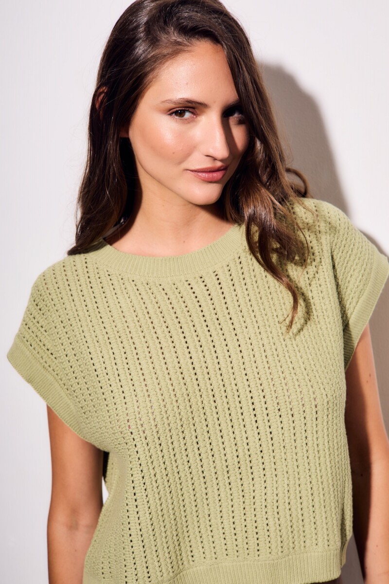 Chaleco Lurex Pistacho