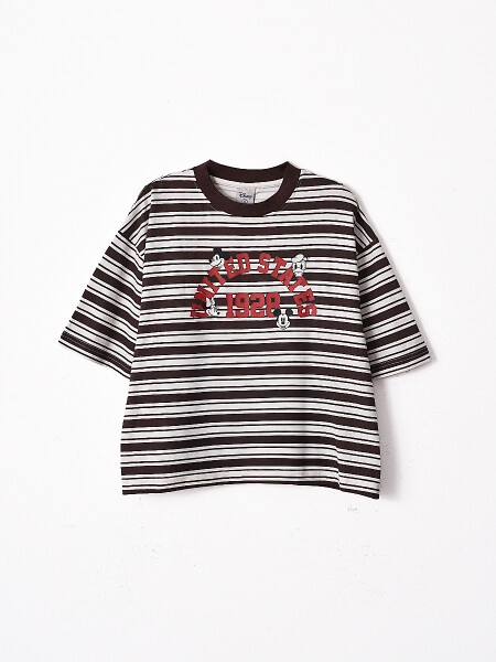 REMERA MICKEY UNIVERSITY BEIGE CLARO