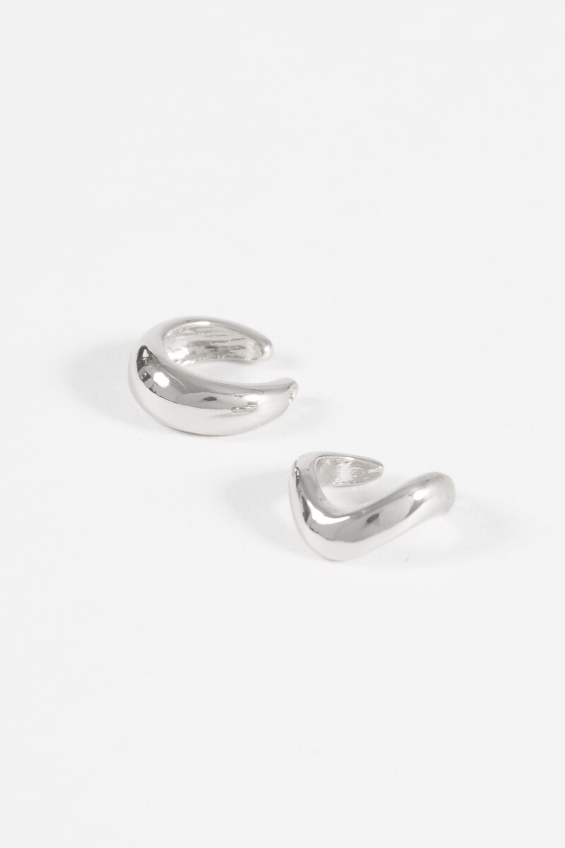 Set earcuff doble wavy plateado