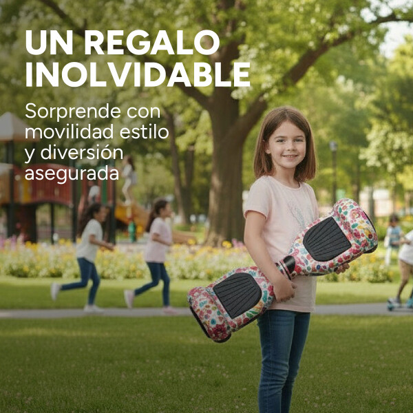 Skate Electrico Hoverboard Gogreen Musica Bt Luces Patineta Diseño Flores